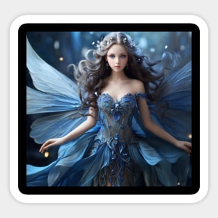 Enchanting Fairy with Blue Eyes and Flowing Dress Sticker